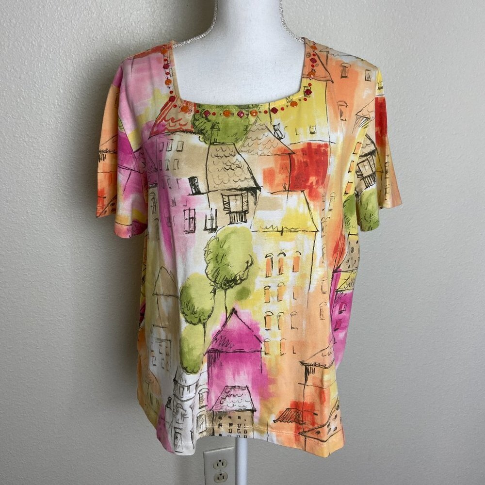 Alfred Dunner T - shirt Blouse "City" Sz PL